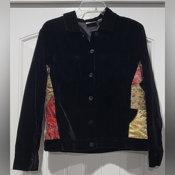 Vintage Chico's Patchwork Silk- Polyester Blend Button Jacket - Picture 2 of 6